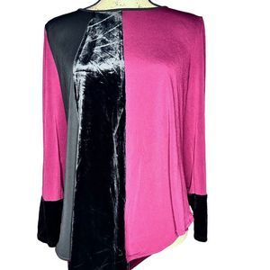 Alfani Elements Long Sleeve Tunic Top Maroon and Black NWT Size PL